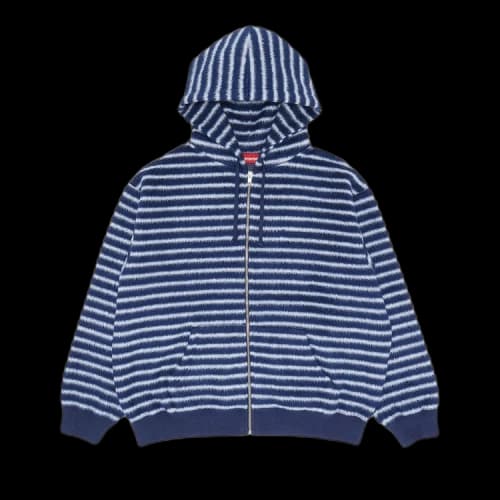 Supreme Brushed Zip Up Hooded Sweatshirt 'Navy'
