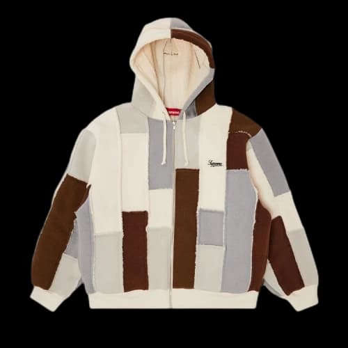 Supreme Faux Shearling Zip Up Hooded Sweatshirt 'Natural'