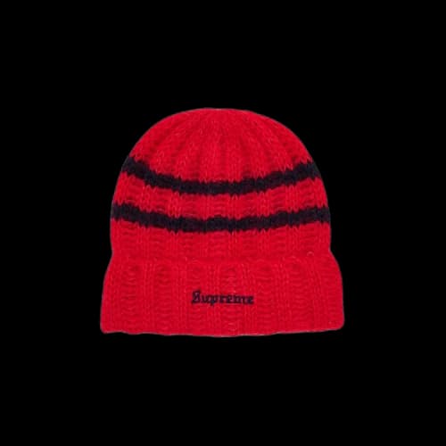 Supreme Brushed Stripe Beanie 'Red'