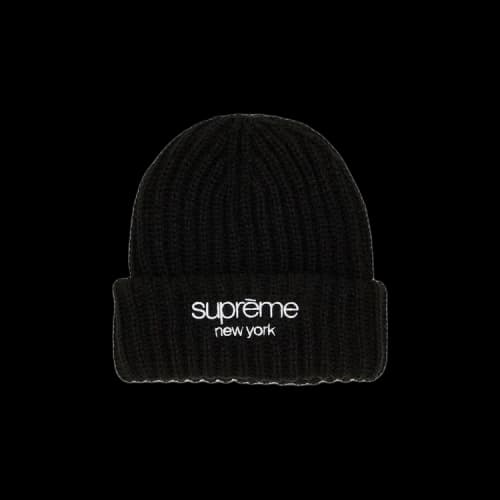 Supreme Classic Logo Chunky Ribbed Beanie 'Black'