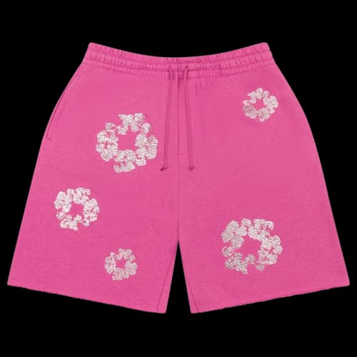 Denim Tears Cashmere Swarovski Cotton Wreath Shorts 'Pink'