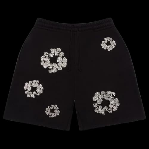 Denim Tears Cashmere Swarovski Cotton Wreath Shorts 'Black'