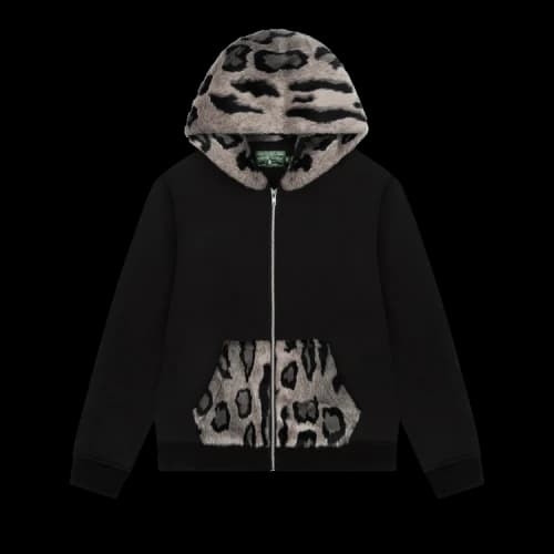 Denim Tears Panther Print Fur Hoodie 'Black'