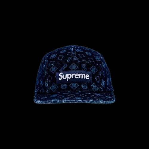 Supreme Flocked Denim Camp Cap 'Blue'