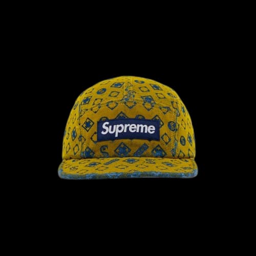 Supreme Flocked Denim Camp Cap 'Mustard'