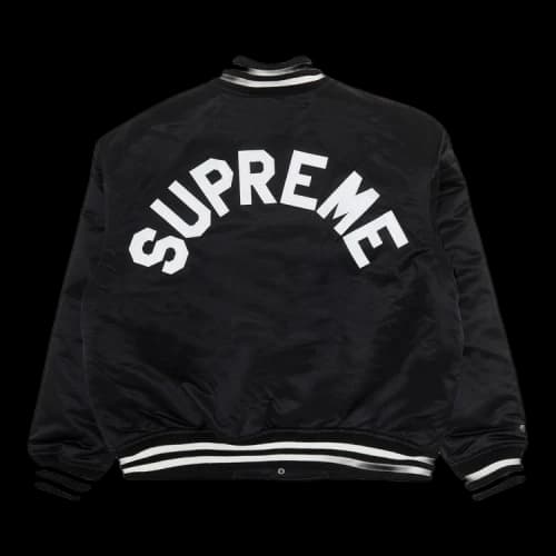 Supreme x Mitchell & Ness Satin Varsity Jacket 'Black'