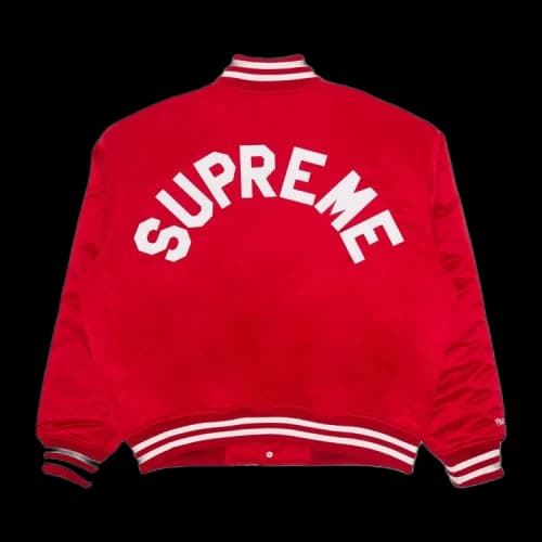 Supreme x Mitchell & Ness Satin Varsity Jacket 'Red'