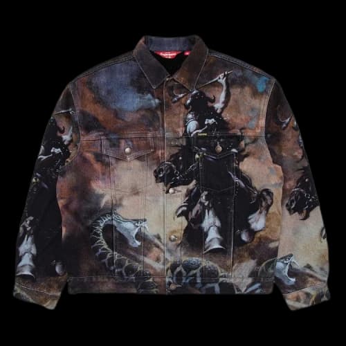 Supreme x Frank Frazetta Faux Shearling Lined Trucker Jacket 'Multicolor'