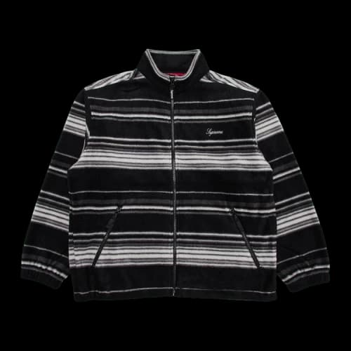 Supreme Stripe Zip Up Fleece Jacket 'Black'