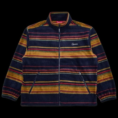 Supreme Stripe Zip Up Fleece Jacket 'Navy'