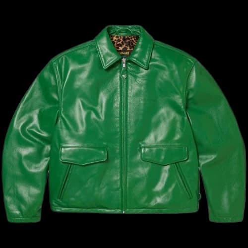 Supreme x Schott Leather Racer Jacket 'Green'