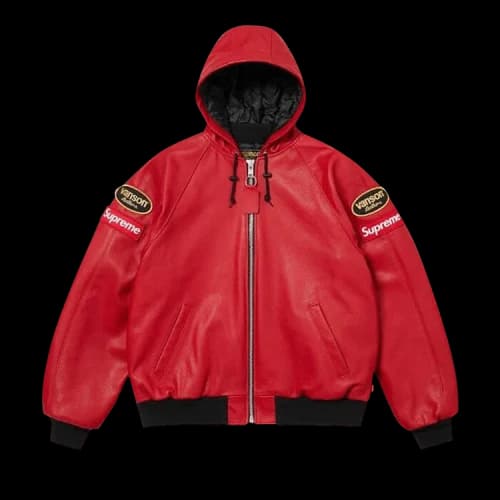 Supreme x Vanson Leather Hooded Work Jacket 'Red'