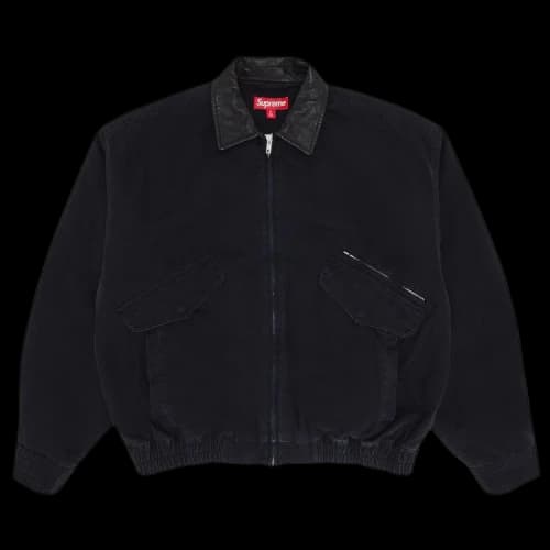 Supreme Leather Collar Utility Jacket 'Black'