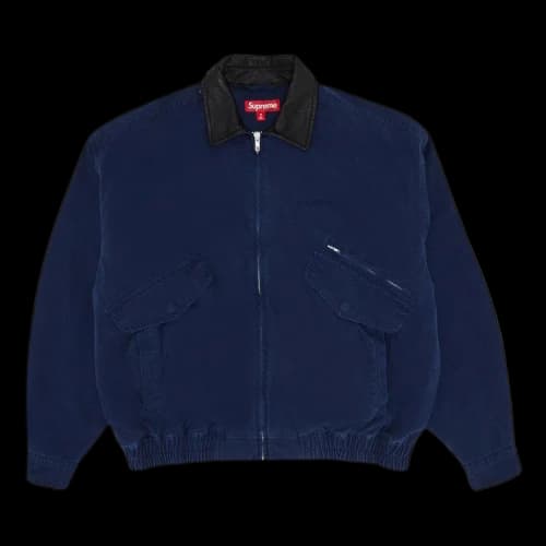 Supreme Leather Collar Utility Jacket 'Navy'