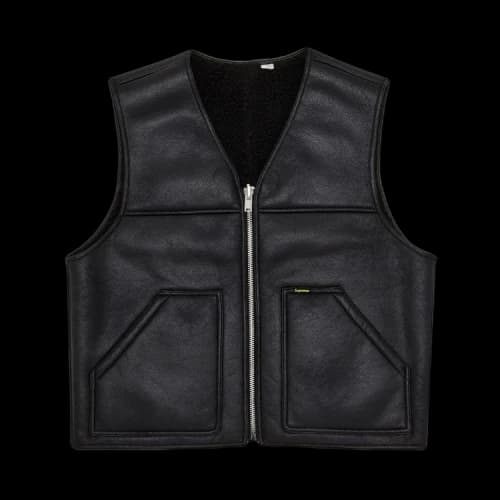 Supreme Reversible Faux Shearling Work Vest 'Black'