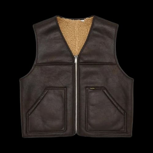 Supreme Reversible Faux Shearling Work Vest 'Brown'