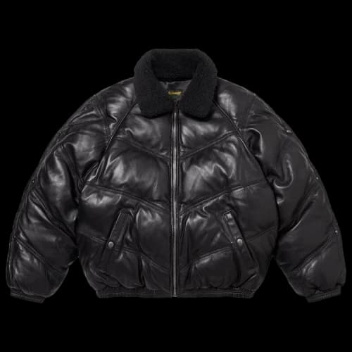 Supreme x Schott Chevron Leather Down Puffer Jacket 'Black'