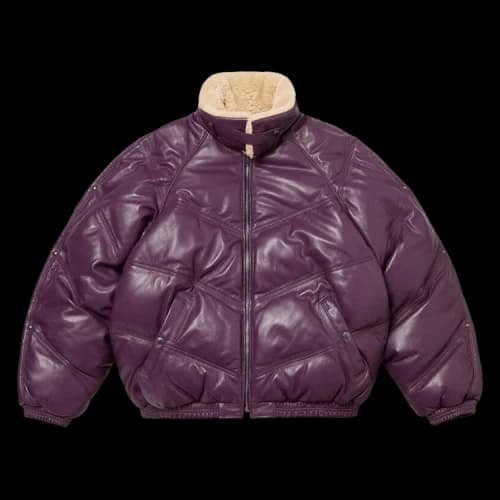 Supreme x Schott Chevron Leather Down Puffer Jacket 'Purple'