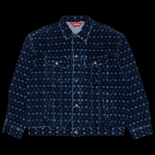 Supreme Flocked Denim Trucker Jacket 'Blue'