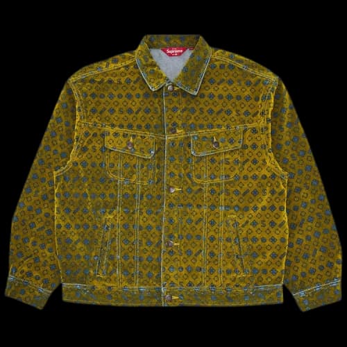 Supreme Flocked Denim Trucker Jacket 'Mustard'
