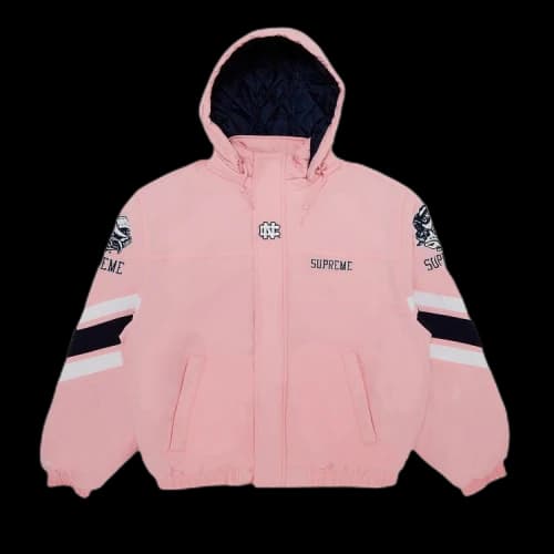 Supreme x Mitchell & Ness NCAA Hooded Stadium Jacket 'Pink'