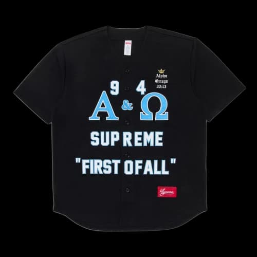 Supreme Alpha Omega Baseball Jersey 'Black'