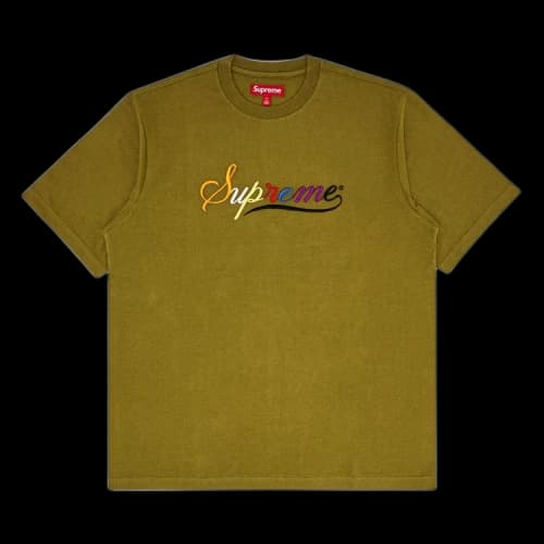 Supreme Cursive Short-Sleeve Top 'Dusty Olive'