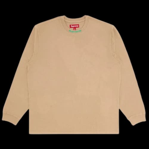 Supreme Embroidered Collar Long-Sleeve Top 'Tan'