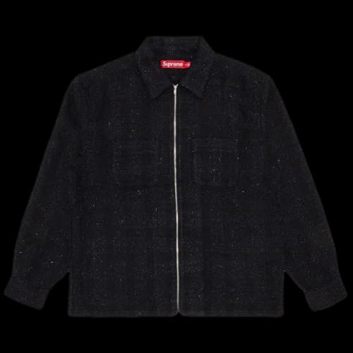 Supreme Bouclé Zip Up Shirt 'Black'