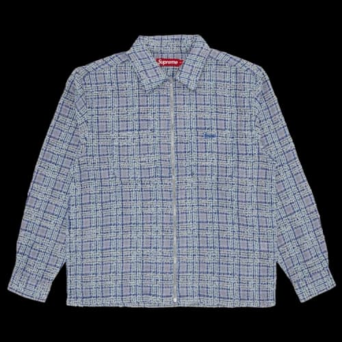 Supreme Bouclé Zip Up Shirt 'Blue'