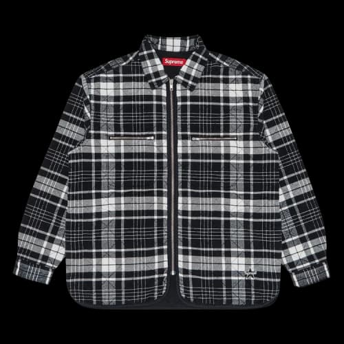 Supreme Quilted Flannel Zip Up Shirt 'Black'