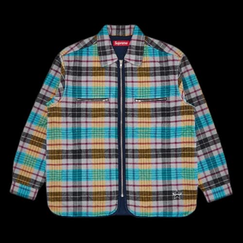 Supreme Quilted Flannel Zip Up Shirt 'Yellow'
