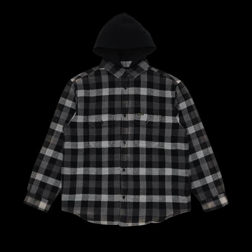 Supreme Waffle Plaid Hooded Shirt 'Black'