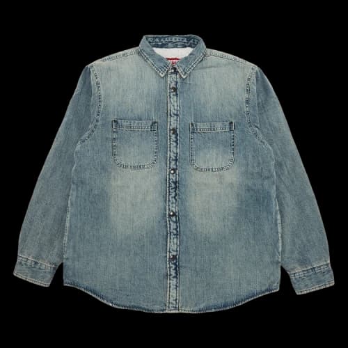 Supreme Faux Shearling Lined Work Shirt 'Washed Indigo Denim'