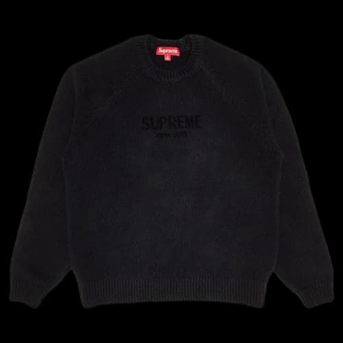 Supreme Flocked Logo Sweater 'Black'