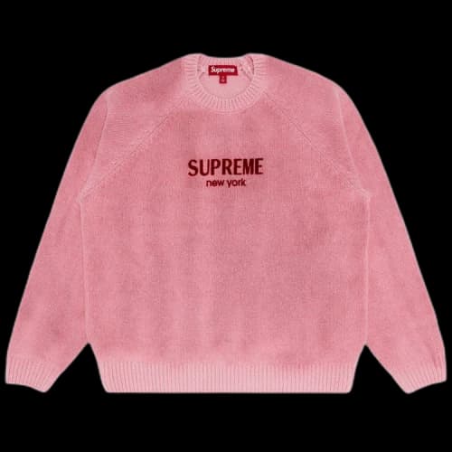 Supreme Flocked Logo Sweater 'Pink'