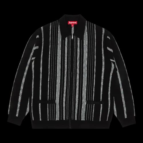 Supreme Speckle Stripe Zip Up Cardigan 'Black'