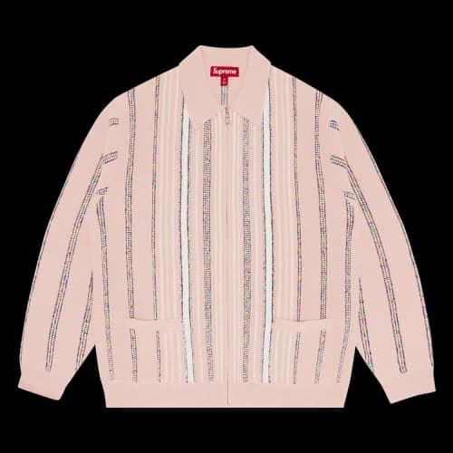 Supreme Speckle Stripe Zip Up Cardigan 'Pink'