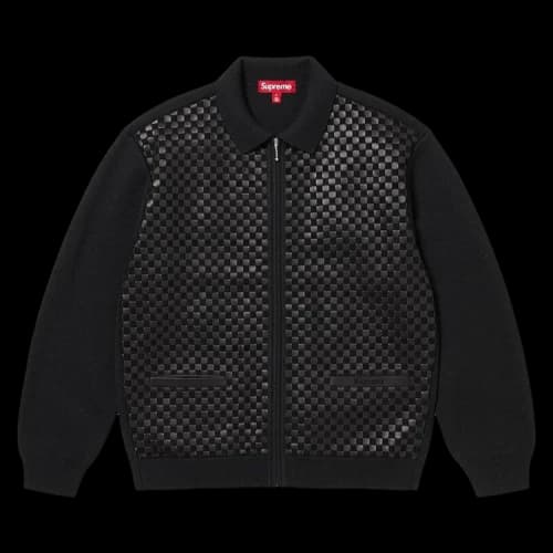 Supreme Woven Leather Zip Up Cardigan 'Black'