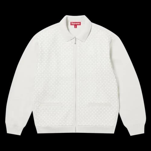 Supreme Woven Leather Zip Up Cardigan 'White'