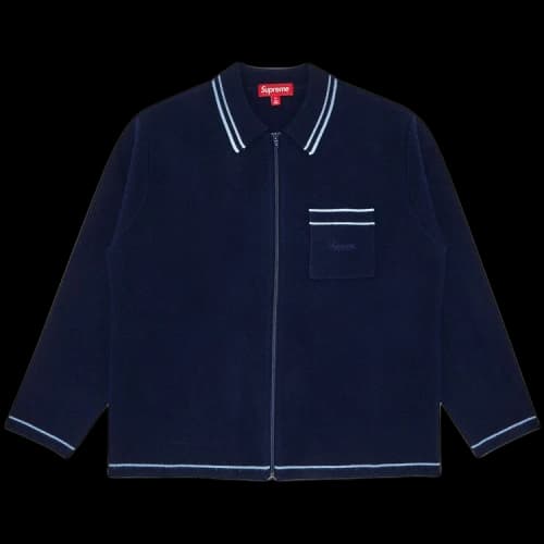 Supreme Zip Up Polo Sweater 'Navy'