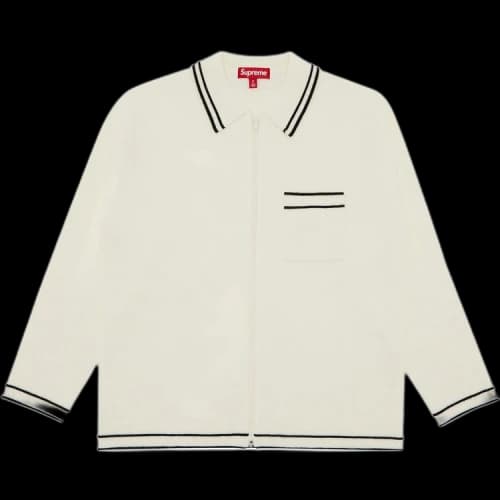 Supreme Zip Up Polo Sweater 'White'