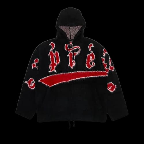 Supreme Accent Brushed Zip Up Hooded Sweater 'Black'