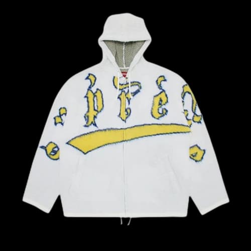 Supreme Accent Brushed Zip Up Hooded Sweater 'White'