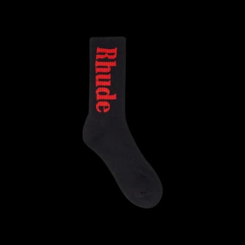 Rhude Script Sock 'Black/Red'