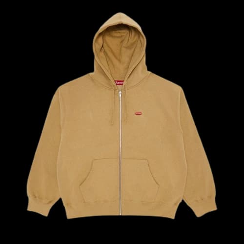 Supreme Small Box Zip Up Hooded Sweatshirt 'Dark Tan'