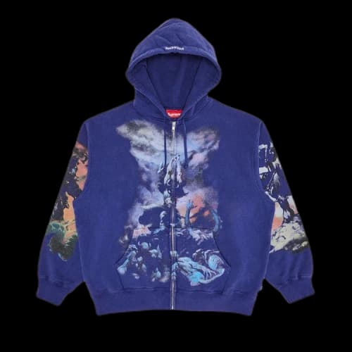 Supreme x Frank Frazetta Zip Up Hooded Sweatshirt 'Washed Navy'
