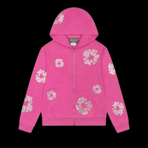 Denim Tears Cashmere Swarovski Cotton Wreath Zip Hoodie 'Pink'