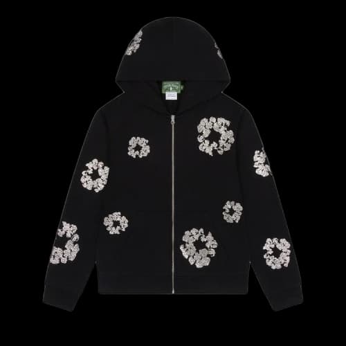 Denim Tears Cashmere Swarovski Cotton Wreath Zip Hoodie 'Black'