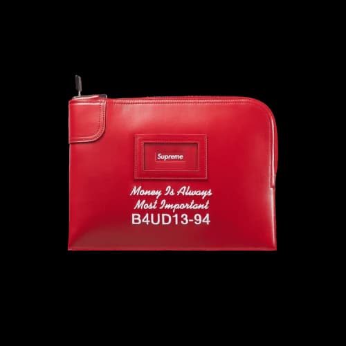 Supreme Leather Money Bag 'Red'